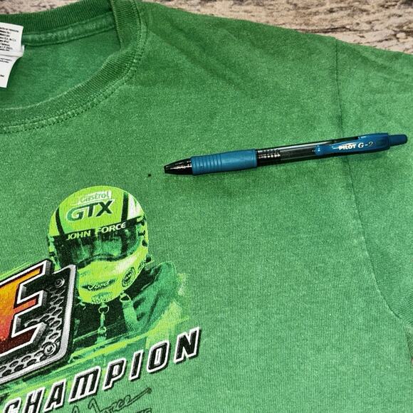NASCAR T-Shirt Mens Small Green John Force 15X Champion Double Sided Drag Racing - Picture 6 of 8